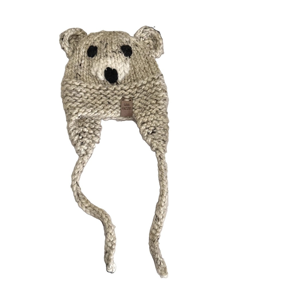 Unisex Animal/Bear Children's 100% WOOL Fuzzies  HAND-KNIT Cozy Hat